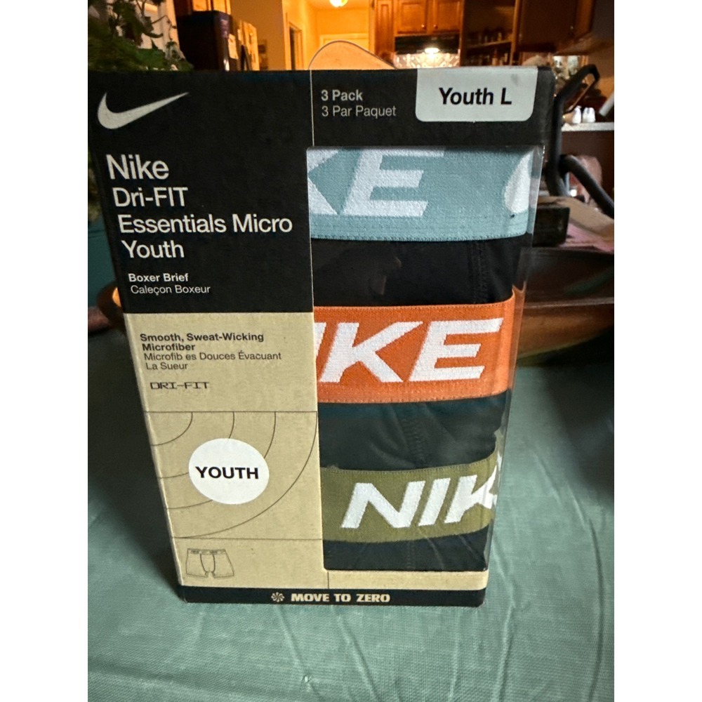 Nike Dri-FIT Essentials Micro Youth Boxer Briefs 3-Pack Black Multi Size Large